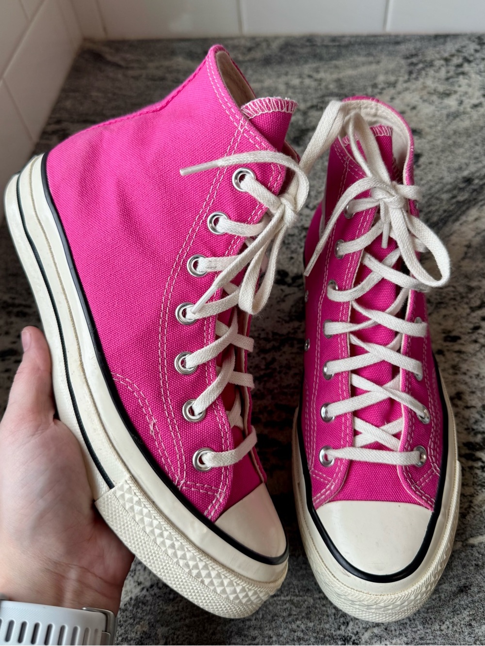 Converse Chuck 70 Vintage Canvas High Tops Lucky Pink W 7.5 EUC
